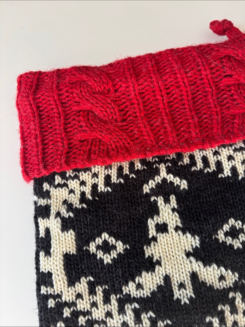 Wool Red & Black Patterned Knit Stocking - Picture 3 of 7
